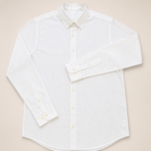 Men's White Textured Formal Shirt — Premium Remi Cotton